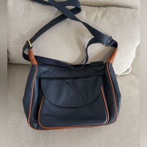 Rowallan Fine Leather Crossbody Shoulder Bag Navy